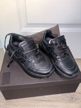 Bottega Veneta Black Woman’s Leather Lace-Up Sneakers